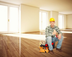 builder in empty office