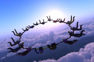 Team of skydivers